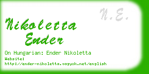 nikoletta ender business card